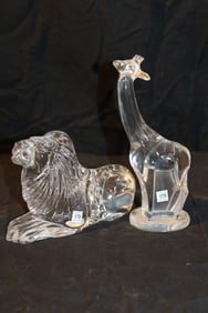 Waterford Crystal Figures - Lion, Giraffe