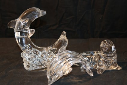 Waterford Crystal Figurines - Dolphin Bay, Dolphin, Seal