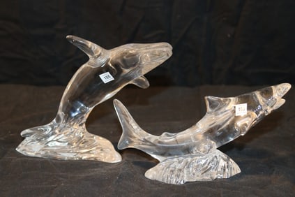Waterford Crystal Figurines - Whale, Shark