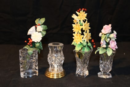 Waterford Crystal Jewels CJ's - Miniature Hurricane, Vase w. Holly, Coming Full Circle, Christmas