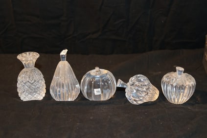 Waterford Crystal Paperweights - Pineapple, Pear, Pumpkin, Apple, Strawberry