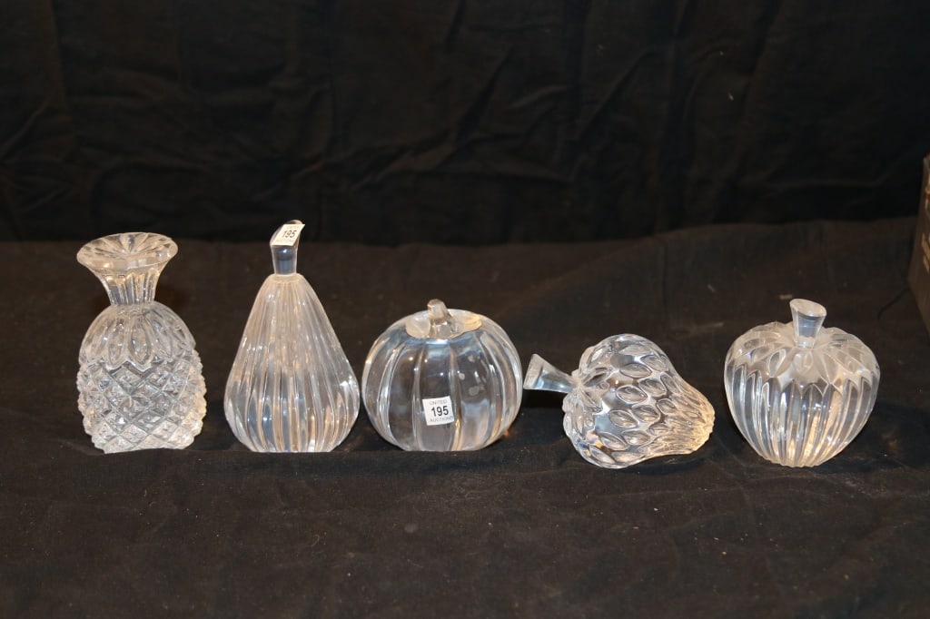 Waterford Crystal Paperweights - Pineapple, Pear, Pumpkin, Apple, Strawberry (1 of 2)
