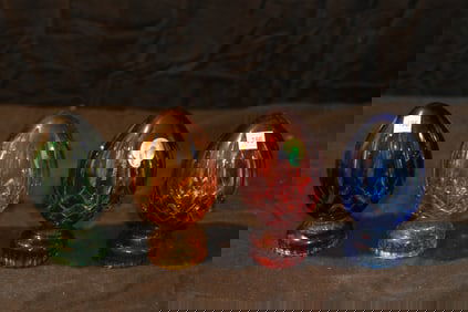 Waterford Crystal Lismore Cased Eggs - Emerald, Pink, Yellow, Blue - Made in Hungary