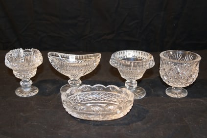 Waterford Crystal Miniatures - Footed Boat Bowl, Oval Centerpiece Bowl, Footed Turnover Bowl, Trifle