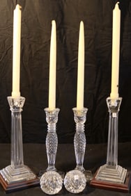Waterford Crystal - Pr. Bethany 10" Candlesticks, Pr. 12" Washington Candlesticks, Pr. Round