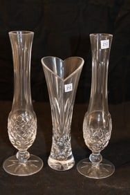 Waterford Crystal - 9" Budvase, 9" Lismore Bud Vase, 7-1/2" Bud Vase
