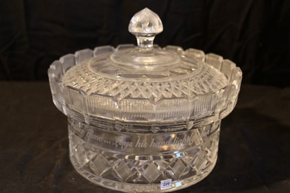 Waterford Society Crystal - W.S. Millennium Lidded Centerpiece 69/2000 - Father Time Lays His Hands