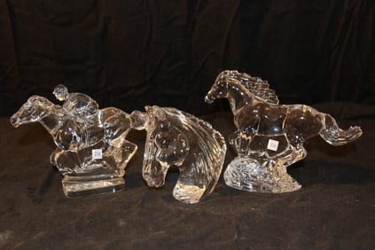 Waterford Crystal - Horse & Jockey, Running Horse, Horse Head