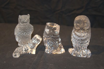 Waterford Crystal - Barn Owl, Owl Paperweight, Night Owl Sculpture