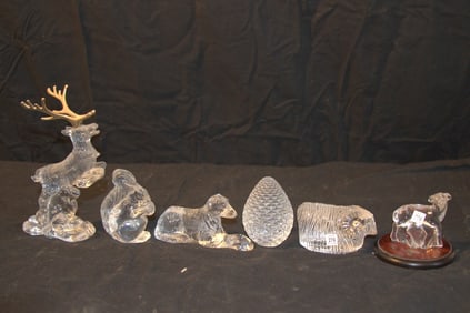 Waterford Crystal Figurines - Lapland Reindeer, Small Squirrel, Irish Wolfhound, Pine Cone, Rare Ram