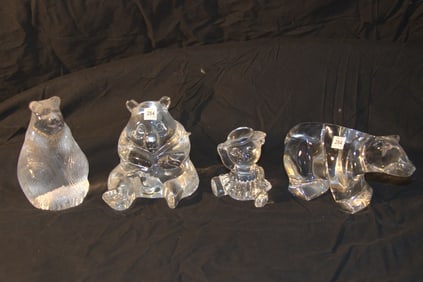 Waterford Crystal Animals - Bear, Panda, Lady Bear, Bear - No Box
