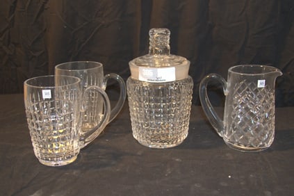 Waterford Crystal - Rare Tobacco Jar - Retired - 8-3/4"x5", Rare Alana 1pt. Jug - Retired, (2) Rare