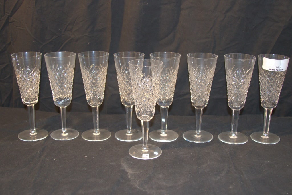 Waterford Crystal Stemware - (9) Alana Tulip Champagne Continental 7-1/2" (1 of 2)