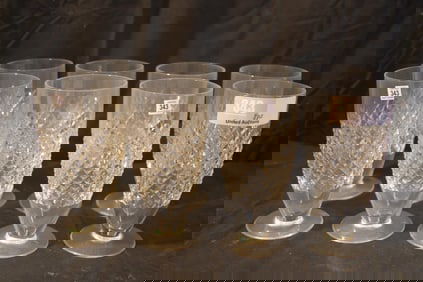 Waterford Crystal Stemware - (8) Alana Footed Glasses - 6-1/2"