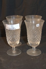 Waterford Crystal Stemware - (4) Alana Footed Glasses Rolled Top - 6-1/2"