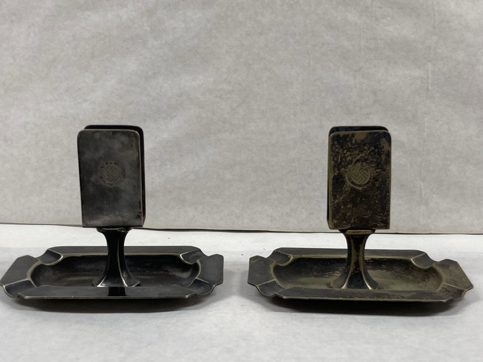 Two German GebrÏ‹der Hepp Pforzheim ashtrays: Two German GebrÏ‹der Hepp Pforzheim ashtrays
