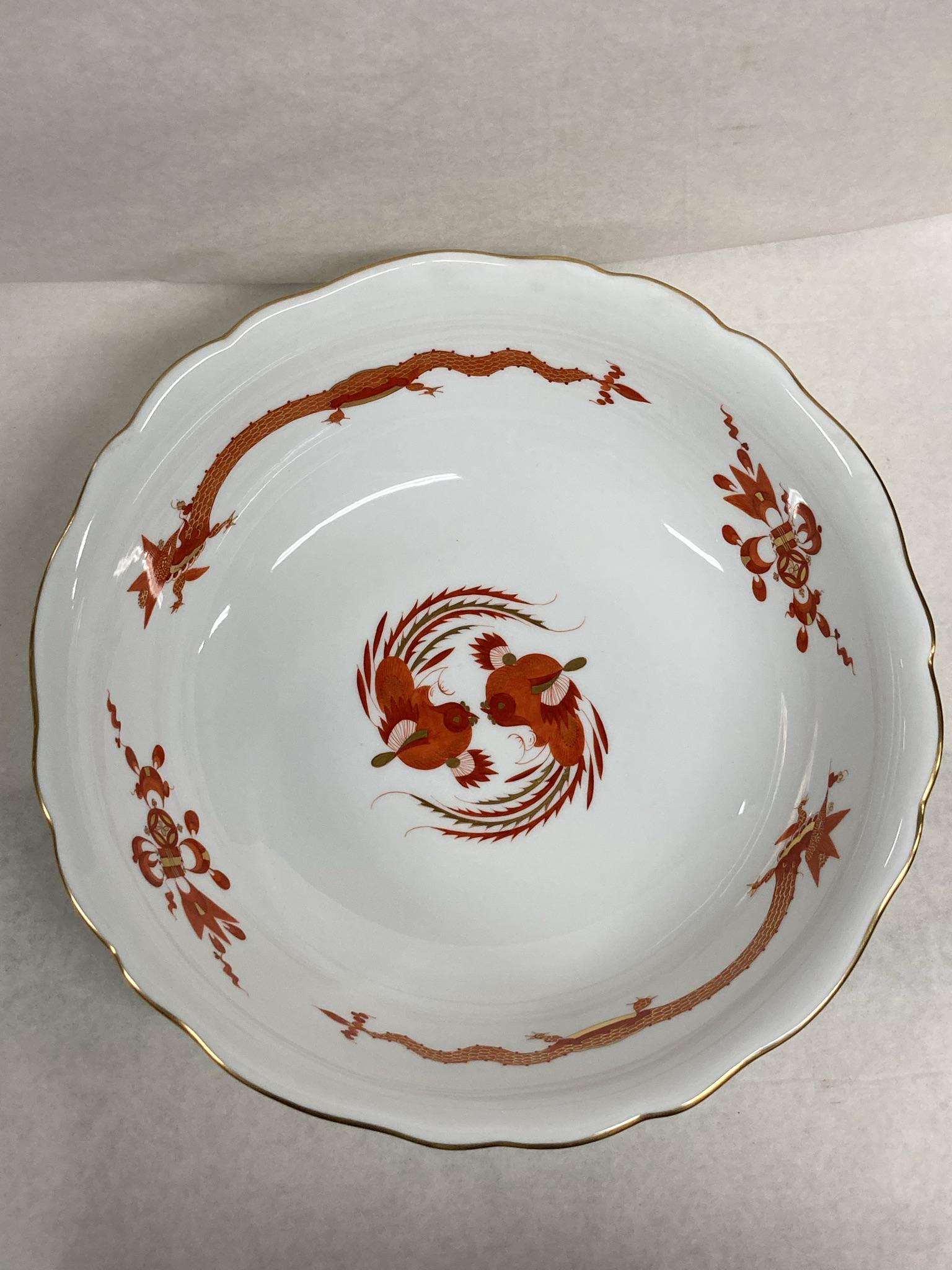 Crossed Swords Meissen Dish with Birds and Dragons: Crossed Swords Meissen Dish with Birds and Dragons