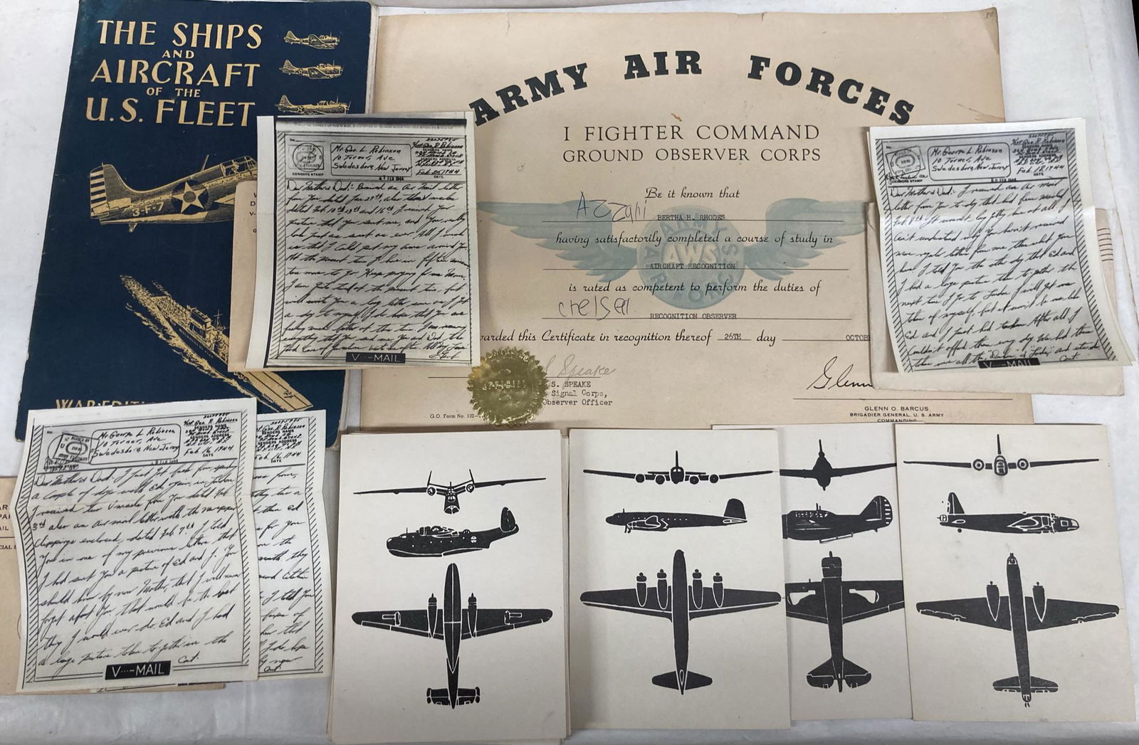 Military Flash Cards, Prisoner of War Letters (1944),  Army Air Forces Certificate (1 of 6)