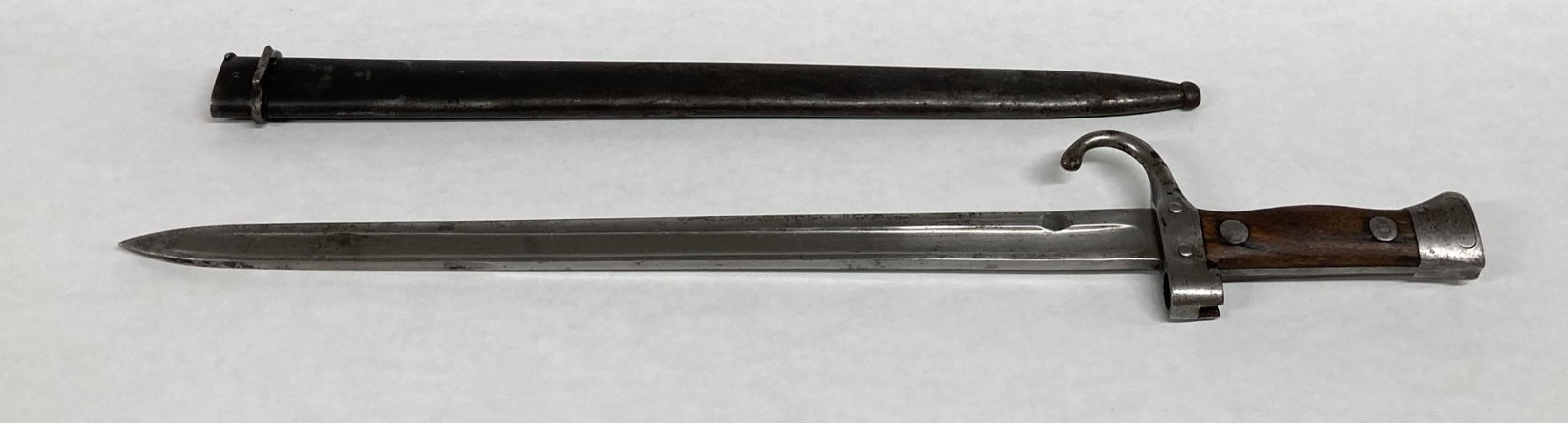 Bayonet with metal and wooden handle: Bayonet with metal and wooden handle