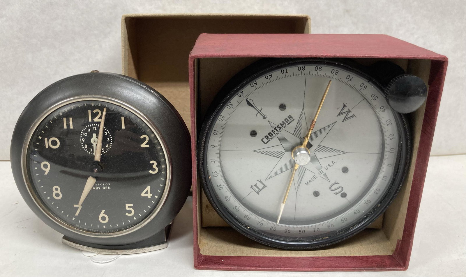 Craftsman Surveyors Compass & Baby Ben Alarm: Craftsman Surveyors Compass & Baby Ben Alarm