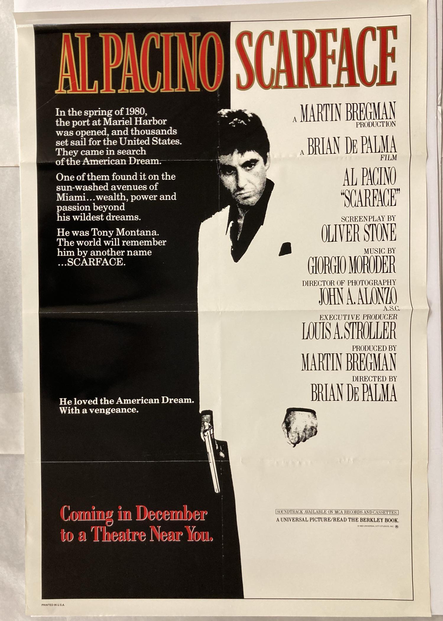 Original 1983 Movie Poster Art Scarface Al Pacino (1 of 6)