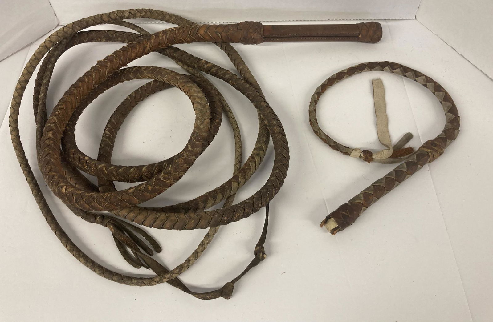 One Leather Bull Whip and One Leather Riding Wip (1 of 6)
