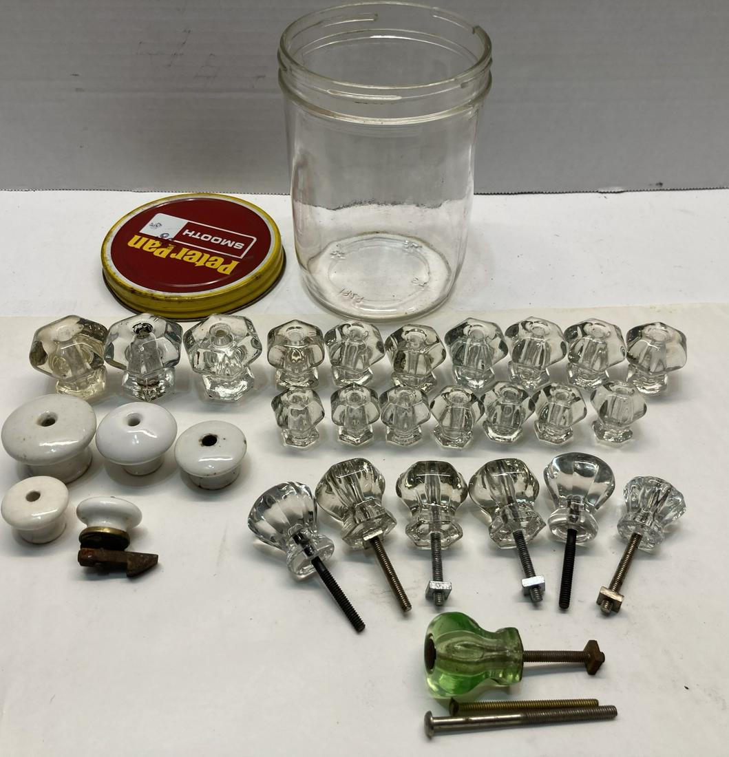 Jar of Glass, Colored Glass, and Ceramic Victorian Drawer Pulls: Jar of Glass, Colored Glass, and Ceramic Victorian Drawer Pulls