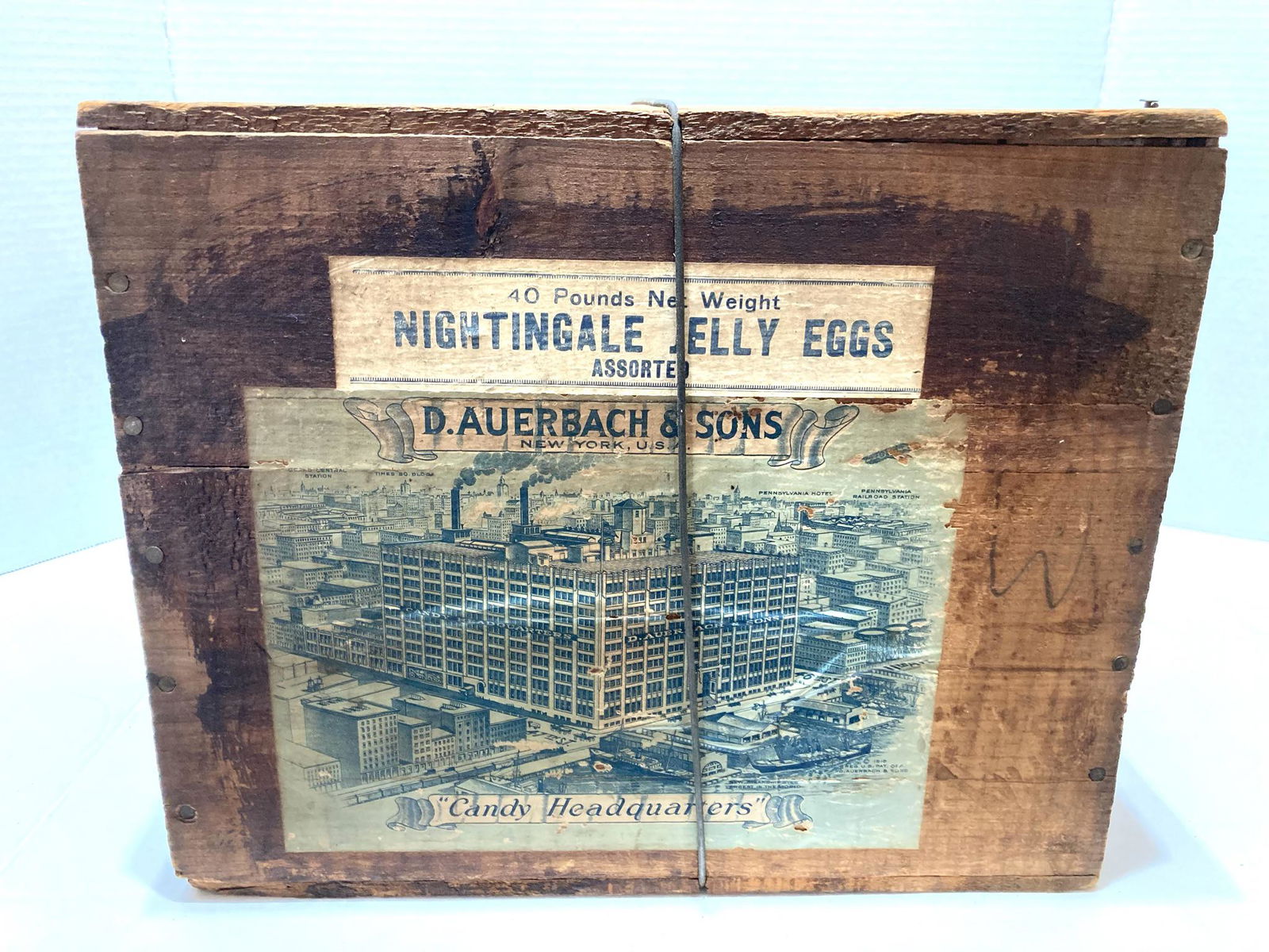 D. Auerbach & Sons Candy Headquarters Nightingale Jelly Wooden Market Crate (1 of 6)