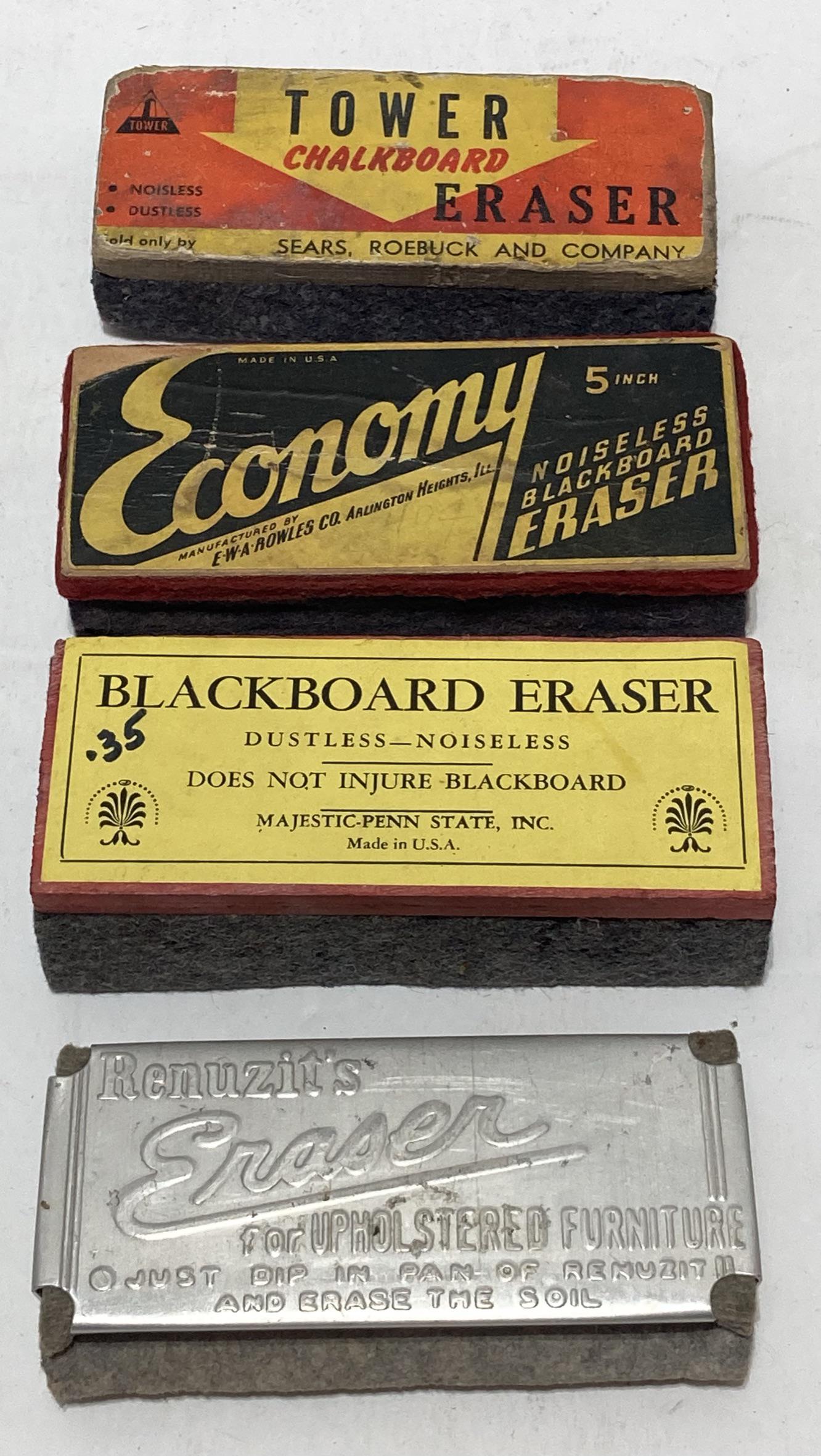 Four Old School Chalkboard Erasers with Advertising (1 of 6)