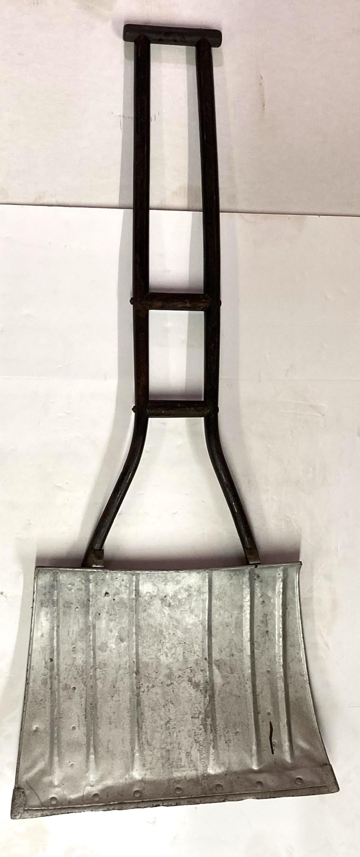 Early Handmade Wooden & Tin Snow Shovel (1 of 8)