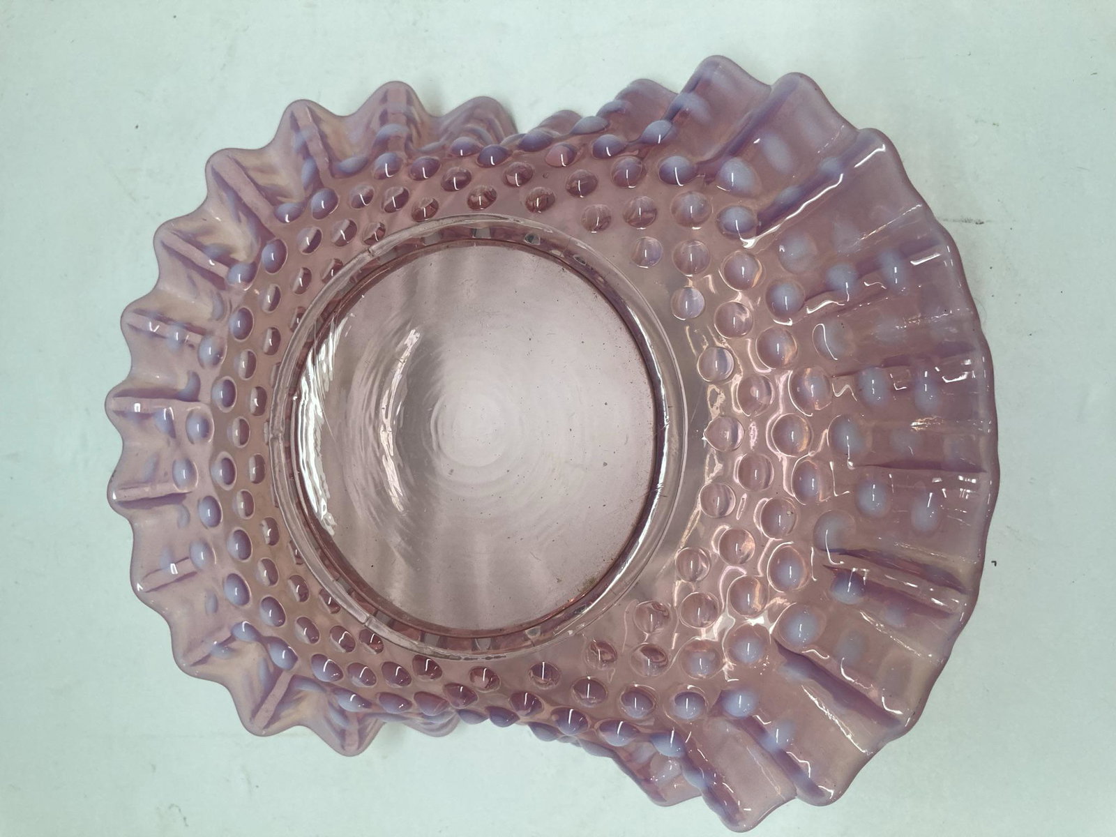 Fenton pink ruffled Hubnail Candy Dish (1 of 4)