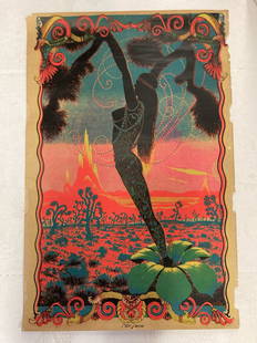 Desert Blossom Vintage Blacklight Poster: Desert Blossom Vintage Blacklight Poster