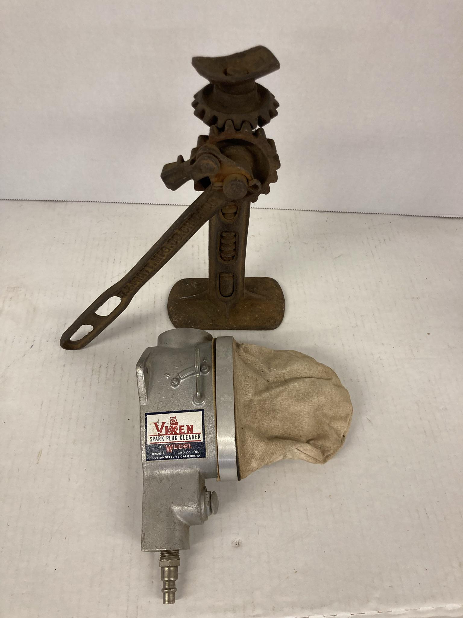 Vixen Spark Plug Cleaner Wudel and antique Car Jack (1 of 11)