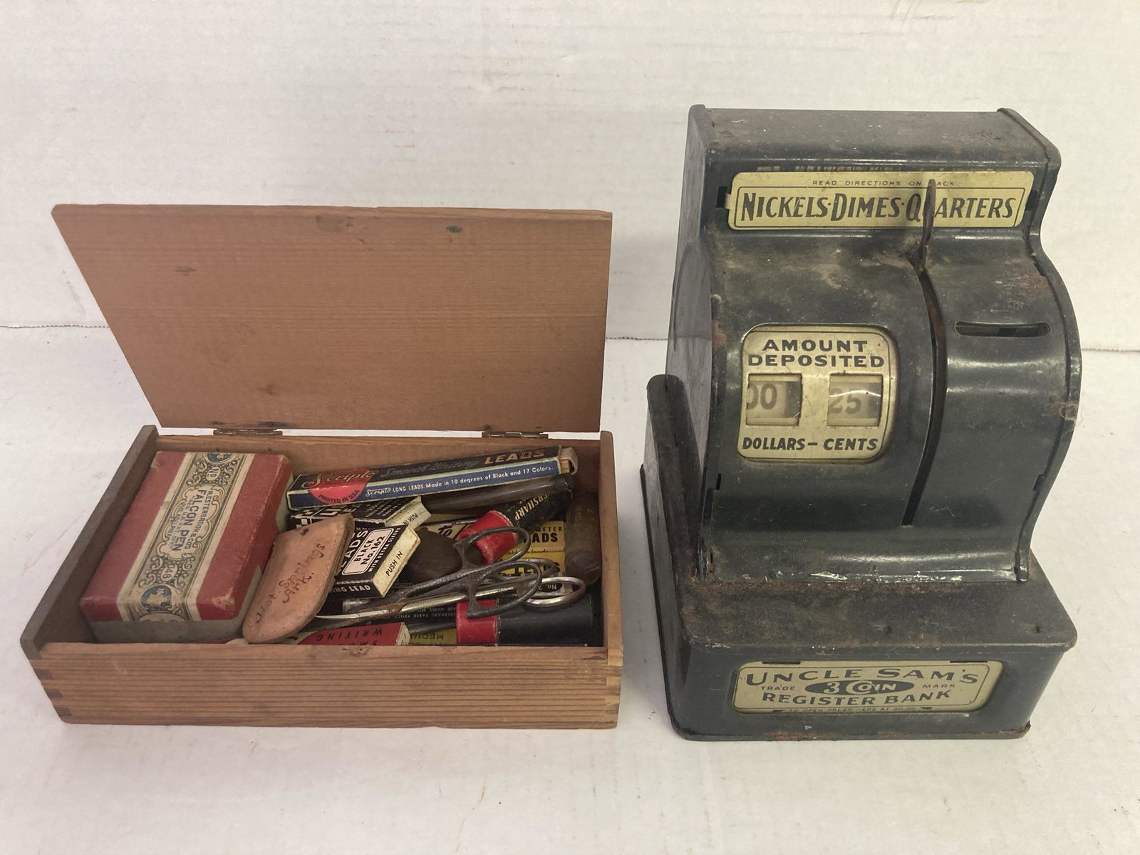 Vintage Metal Toy Uncle Sams Bank and Lot of Scripto Vintage Lead Advertising (1 of 13)