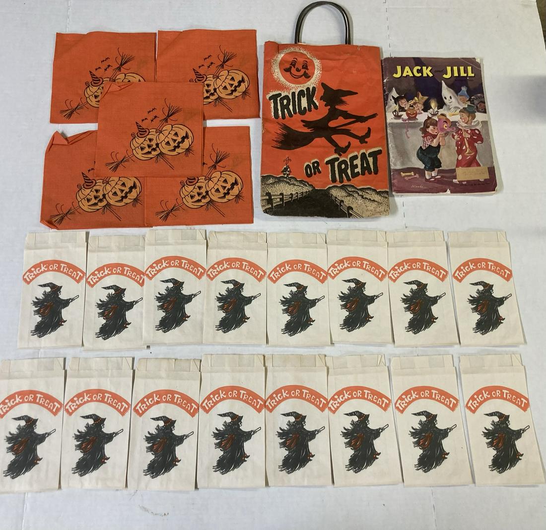 Lot of Vintage Halloween items including Jack and Jill Comic Book 1951: Lot of Vintage Halloween items including Jack and Jill Comic Book 1952