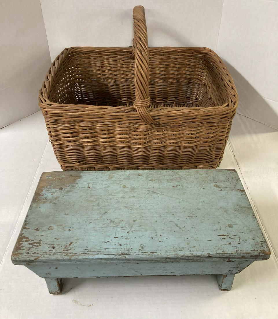 Vintage Stool and Wicker Basket (1 of 9)