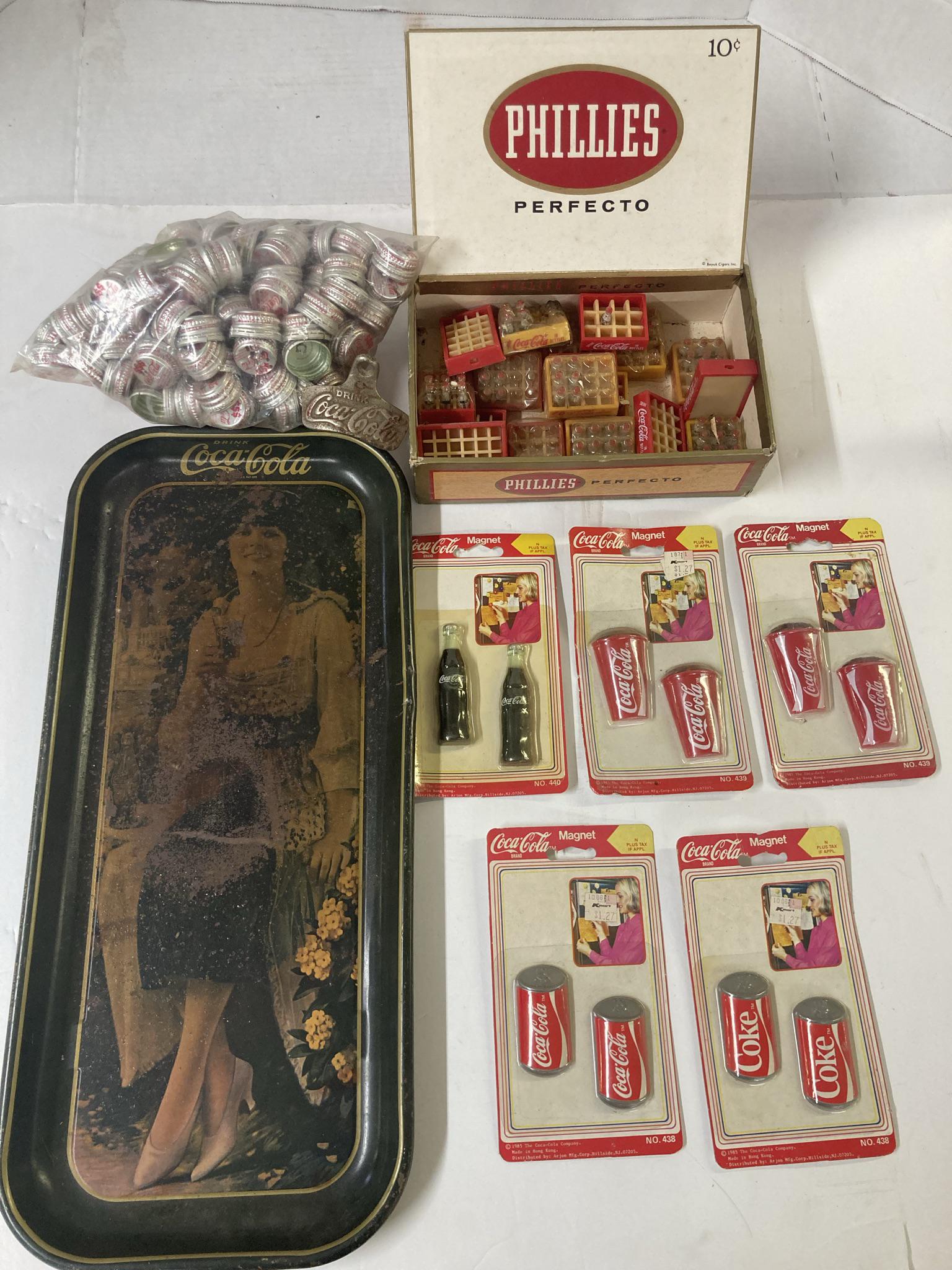 Vintage Coca-Cola Tray, Mini Coca-Cola Advertising Bottles and Crates, Metal Coca- Cola Bottle (1 of 18)
