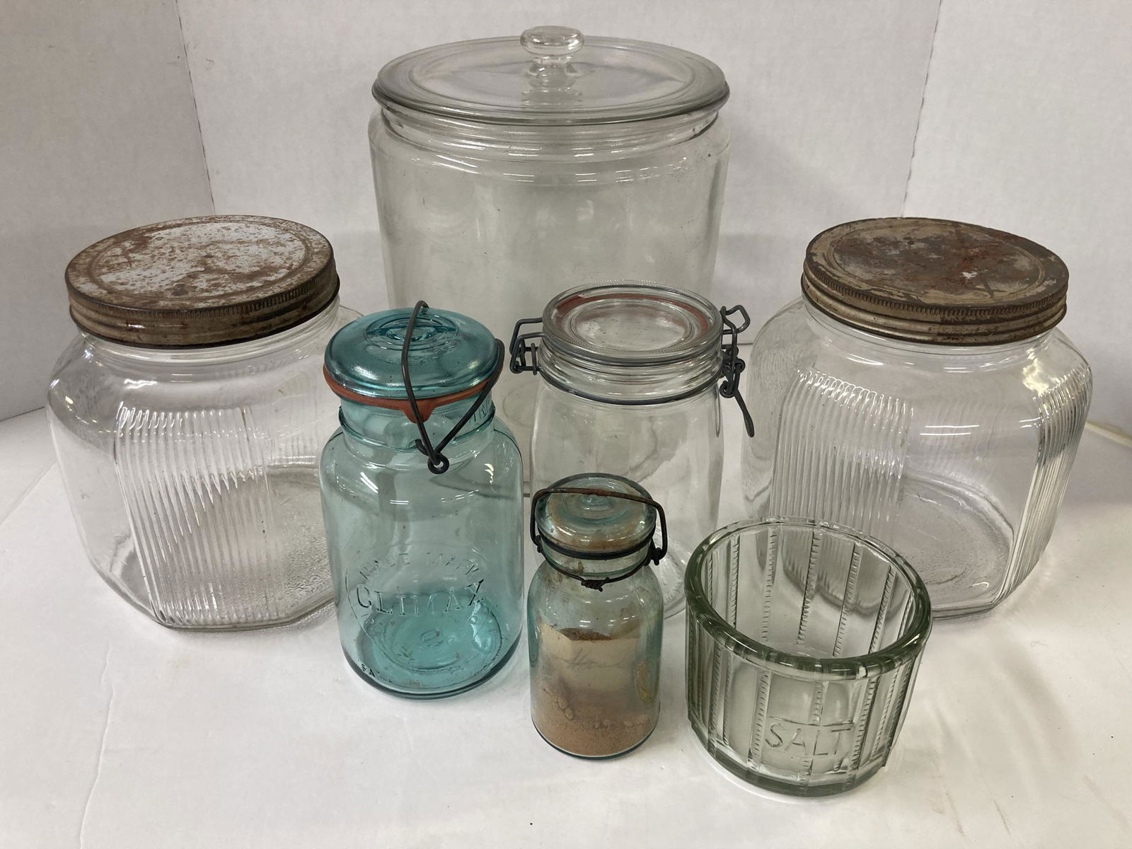 Vintage Glass Candy Jars, Salt, Climax and other Mason Jars (1 of 9)