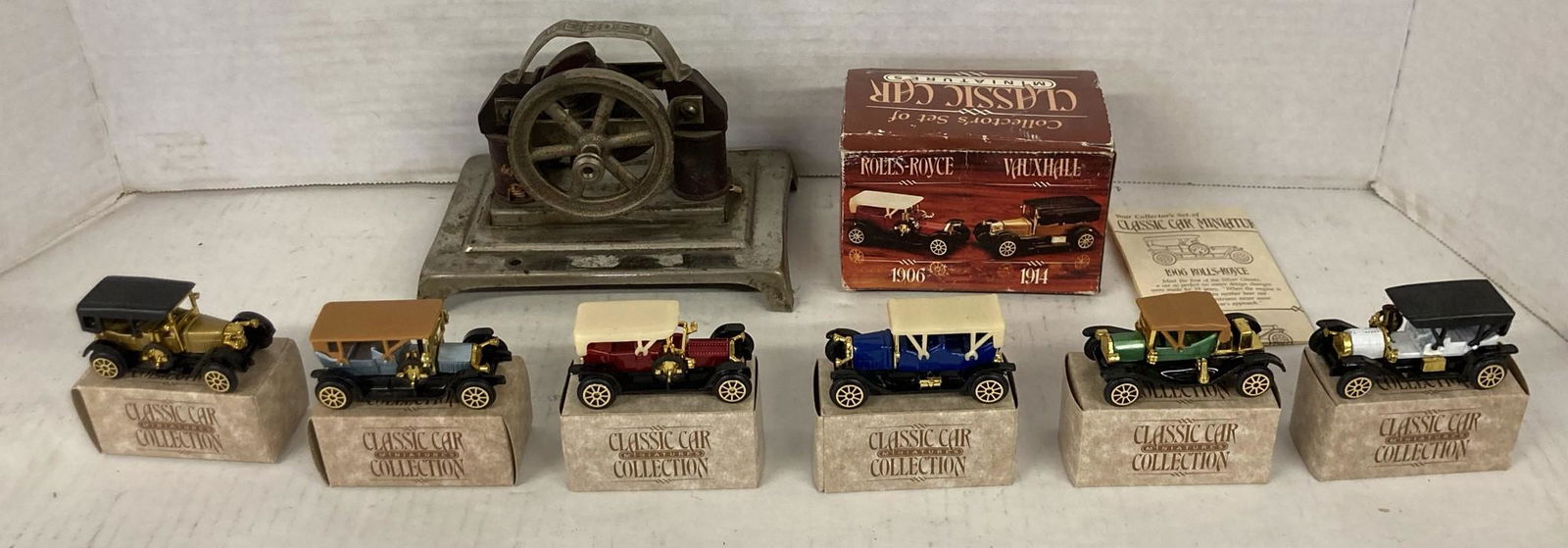 Weeded Electric Motor 1912 Turns Free and Collectors set of Classic Cars Miniatures (1 of 8)