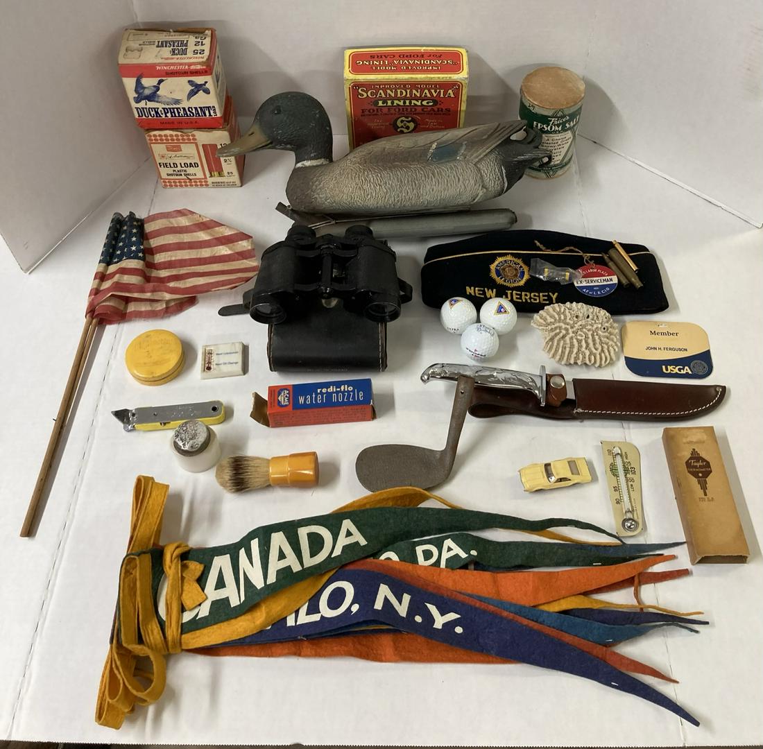 Large Lot of Vintage items including Vintage Advertising, Duck Decoy, Knife, etc (1 of 11)