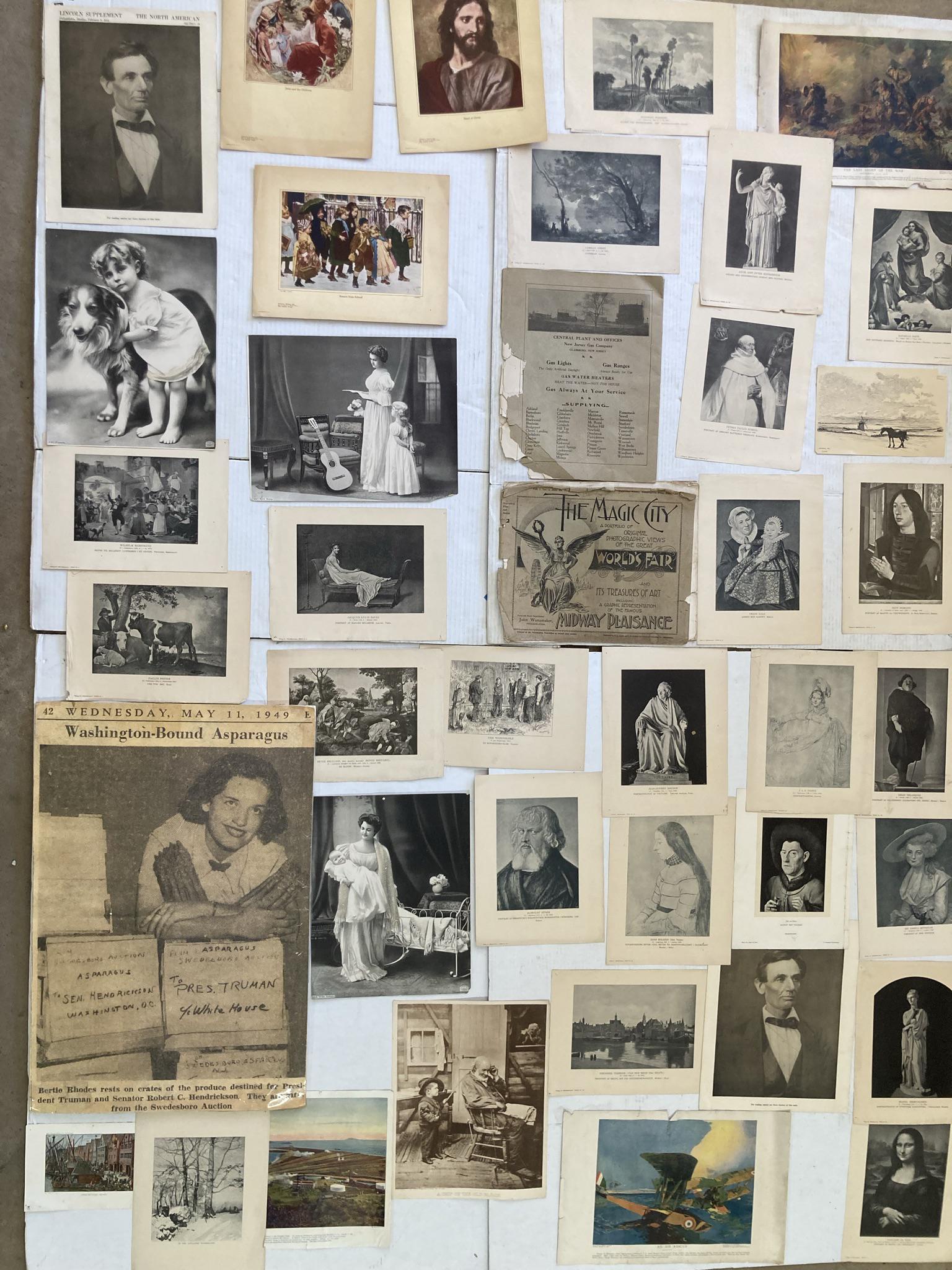 Lot of Vintage Framed Pieces, Vintage Book Pages, Poster, World's Fair Brochure, etc. (1 of 14)