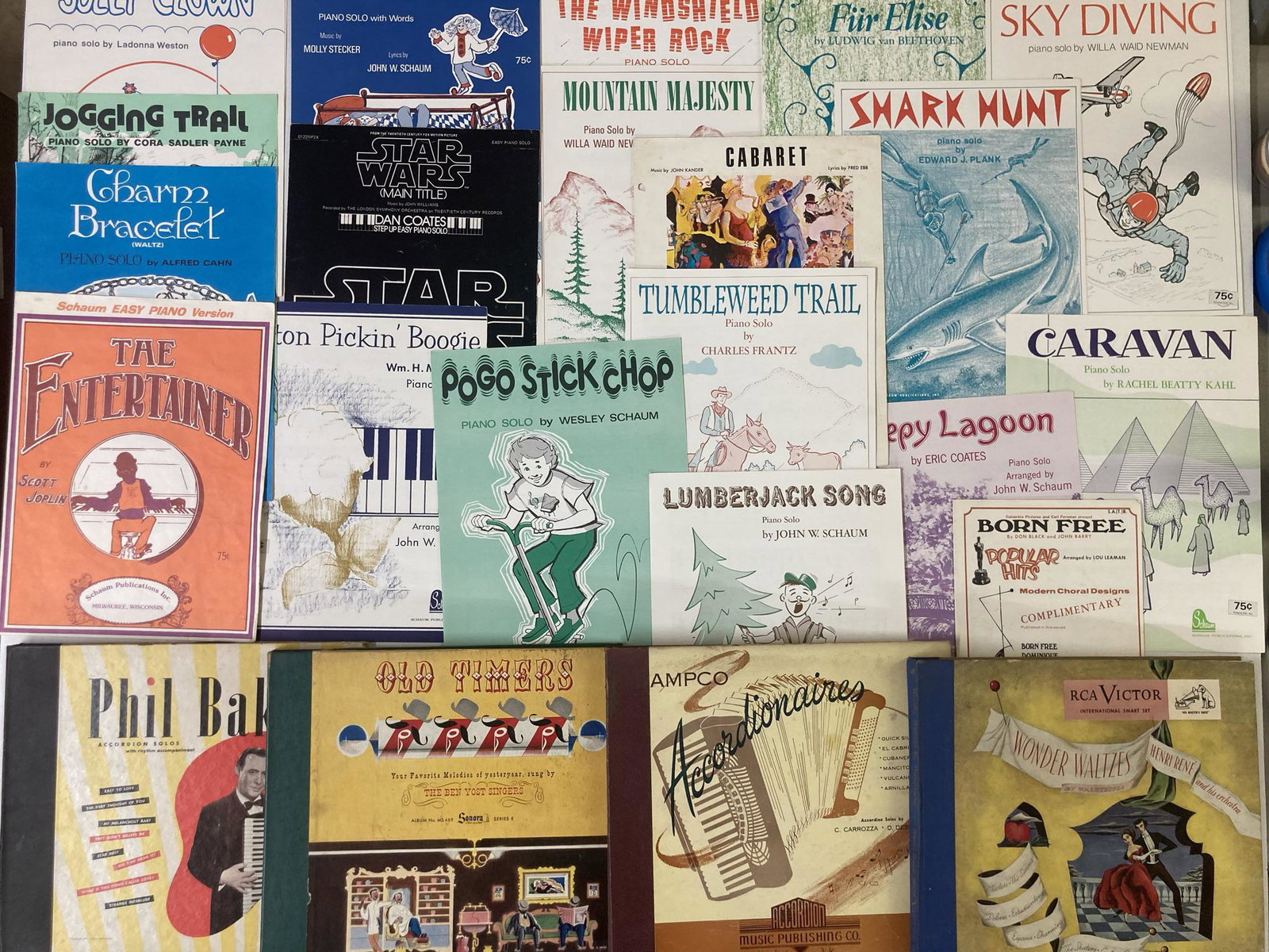 Lot of Vinyl Record Sets and Popular Vintage Sheet Music: Star Wars, Fur Elise, and The Entertainer: Lot of Vinyl Record Sets and Popular Vintage Sheet Music: Star Wars, Fur Elise, and The Entertainer