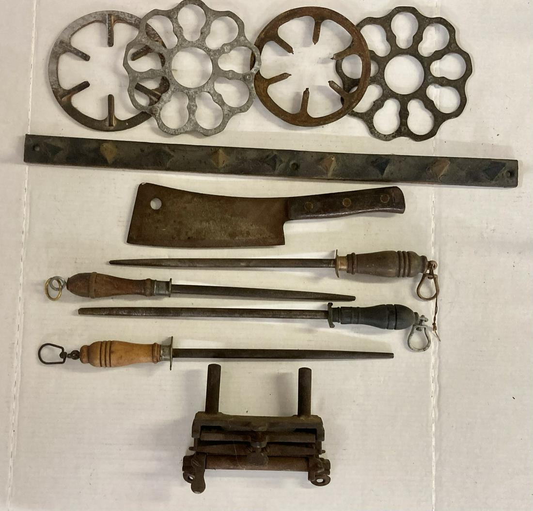 Vintage Solid Steel Meat Cleaver, Cast Iron Hardware and Curious Steampunk Items (1 of 5)