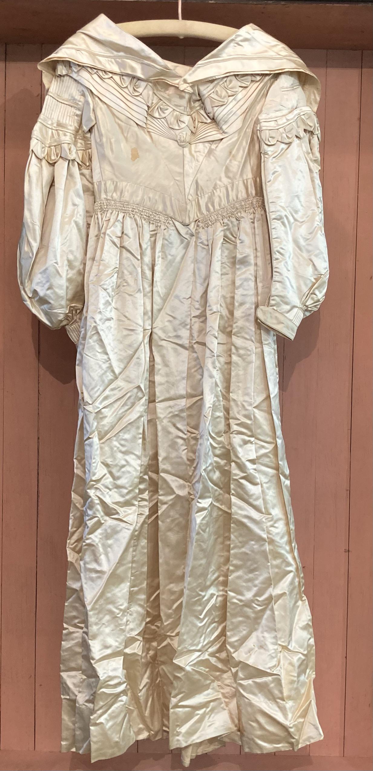 Victorian Handmade Silk Wedding Dress with Shawl (1 of 18)