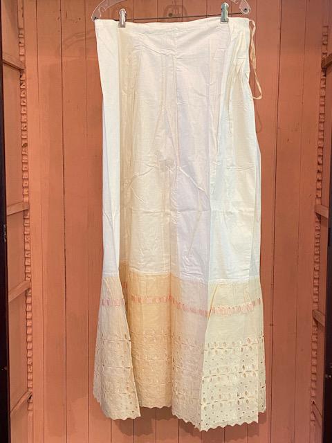 2 Vintage Tie-waist Skirts with Cutout Detailing and Ribbon at Bottom: 2 Vintage Tie-waist Skirts with Cutout Detailing and Ribbon at Bottom