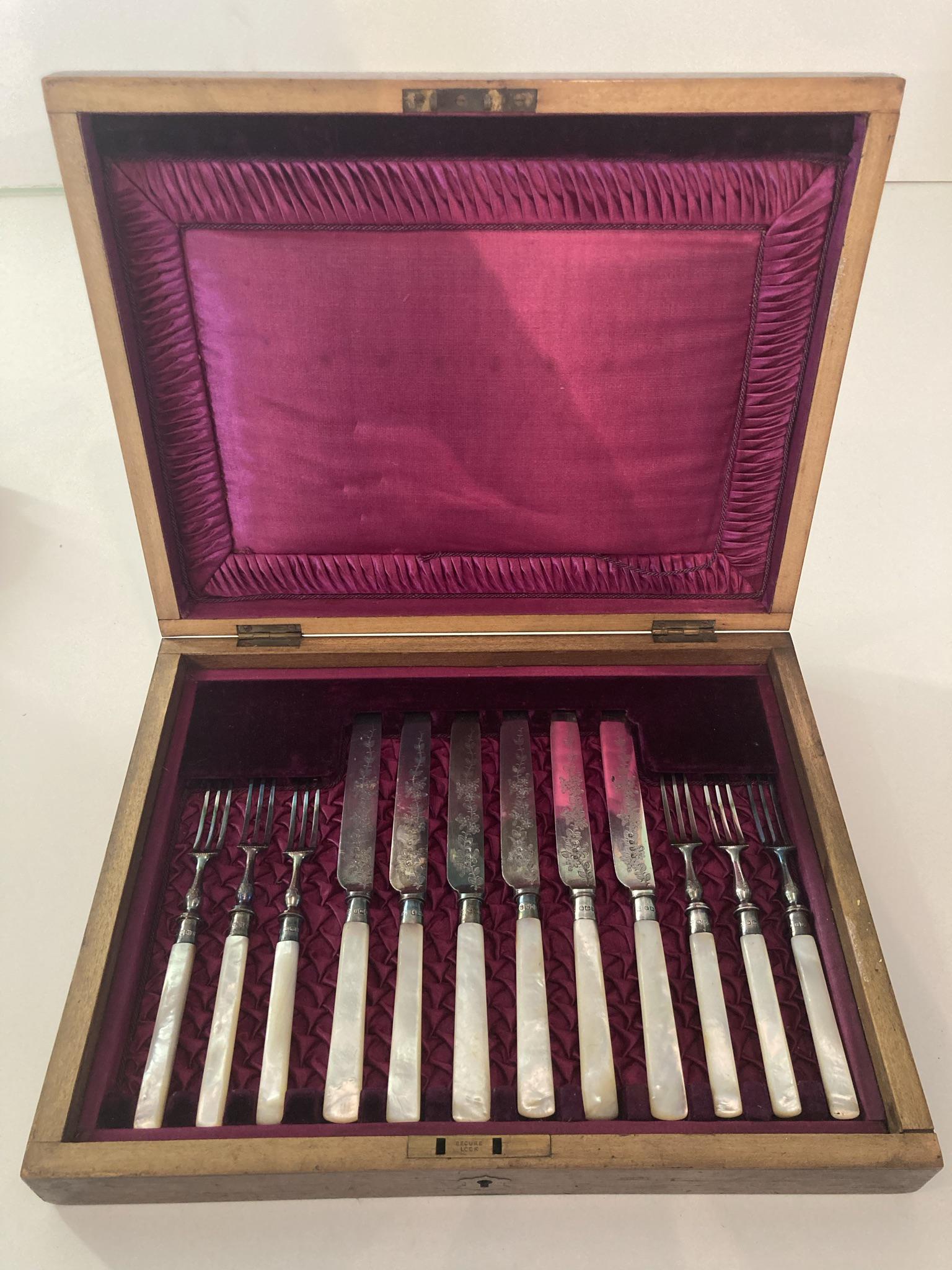 Antique Lot of Victoria Cutlery/ Silverware with Mother of Pearl Handles Hallmarked - Untested (1 of 11)