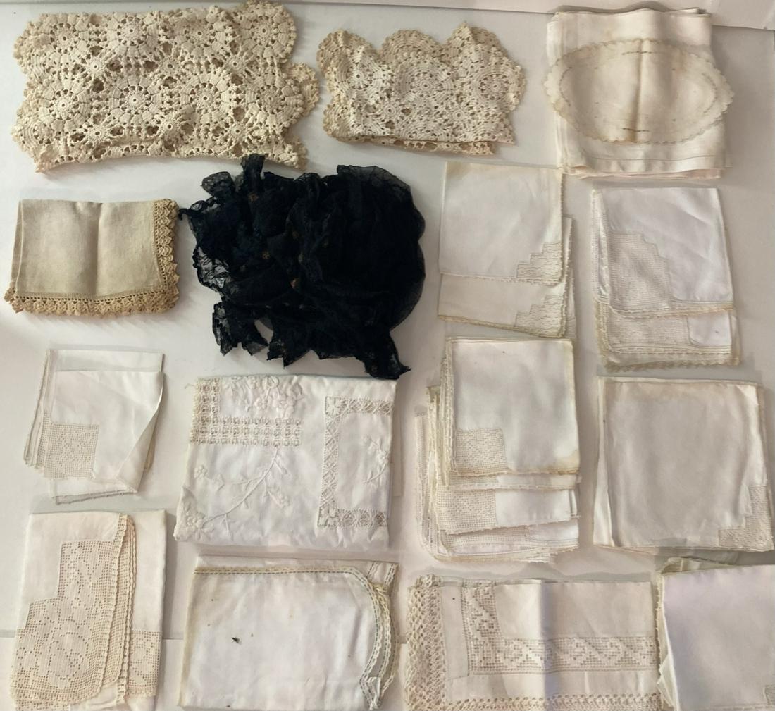 Lot of Vintage Linens, Lace, Handmade items, Napkins etc.: Lot of Vintage Linens, Lace, Handmade items, Napkins etc.