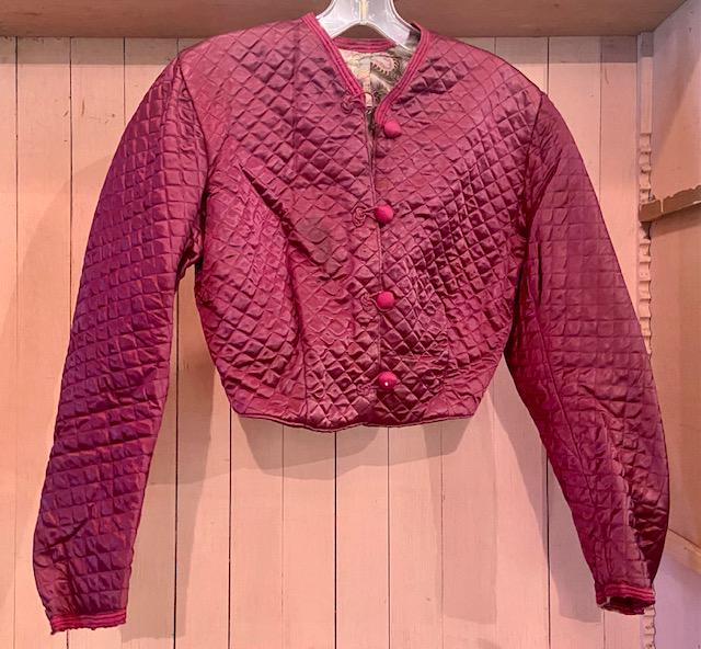 Vintage Satin Quilted Jacket with Floral Dragon Print Lining (1 of 8)