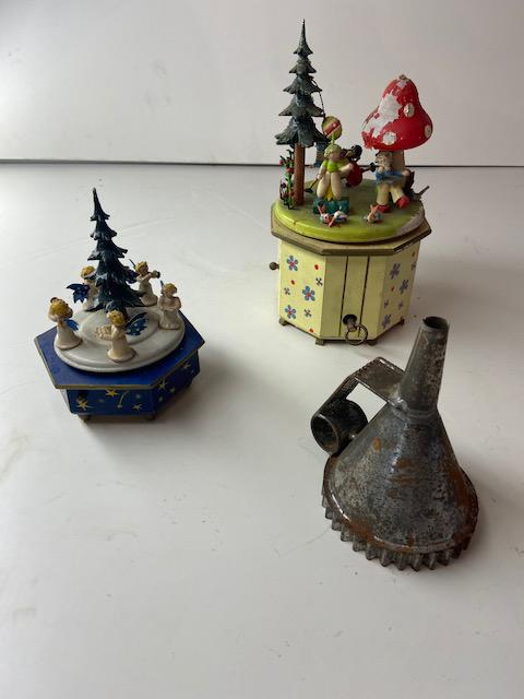 Lot of Antique Music Boxes & Metal Funnel (1 of 8)