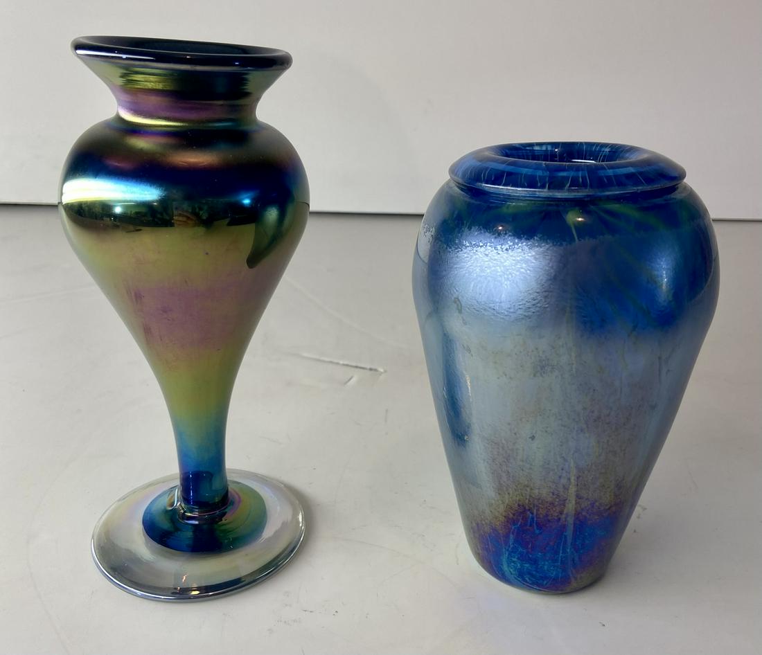 Two Hand Blown Glass Vases with Rough Pontil Marks (0071) on Dec 04